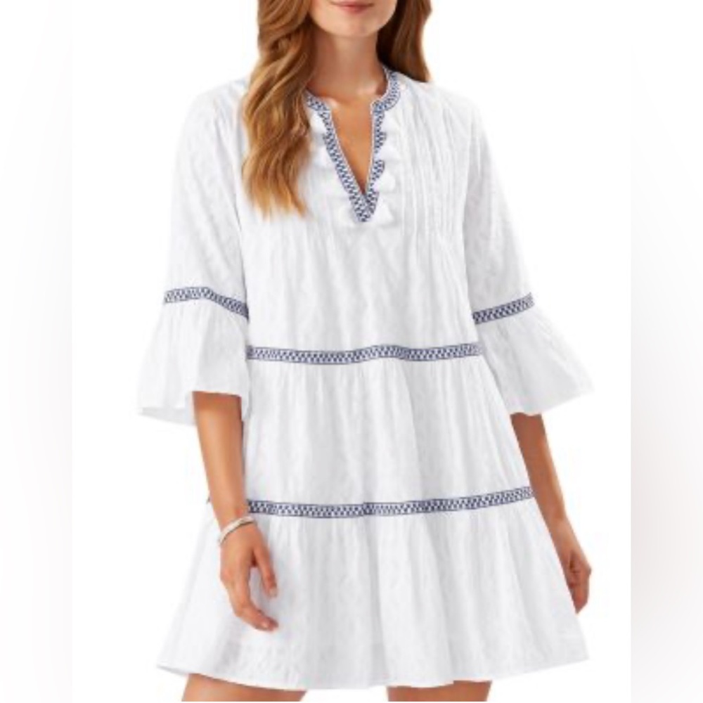 Tommy Bahama Jacquard Tiered Dress/Swim Cover Up